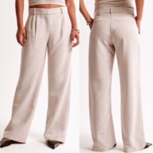 A&F Wide Leg Pants Sz18 Cream High Waisted Minimalist Tailored Career Trousers